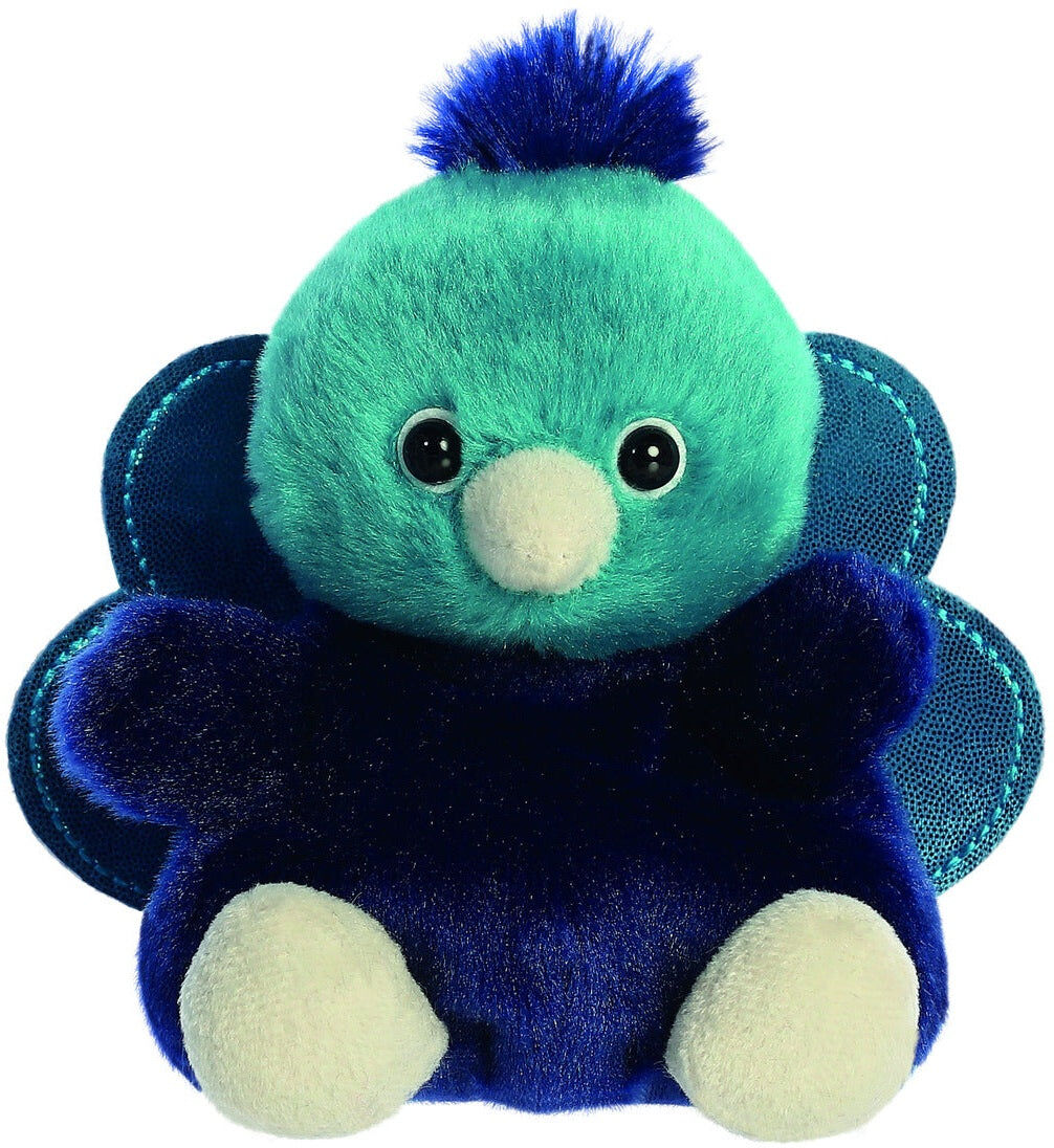 Aurora Palm Pals Elton Peacock 5in Soft Toy, Blue/Teal, 13cm