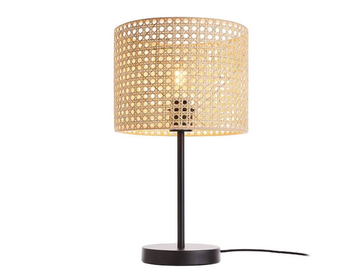 Lampe Ø 25cm Marron/Noir/Noir/Marron métal, rotin Ampoule électrique/LED/Halogène E27