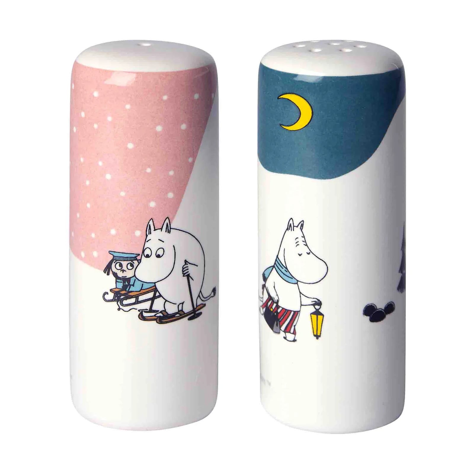 Pluto Design Mumin Winter Zout- en Peperstel Roze-blauw-wit