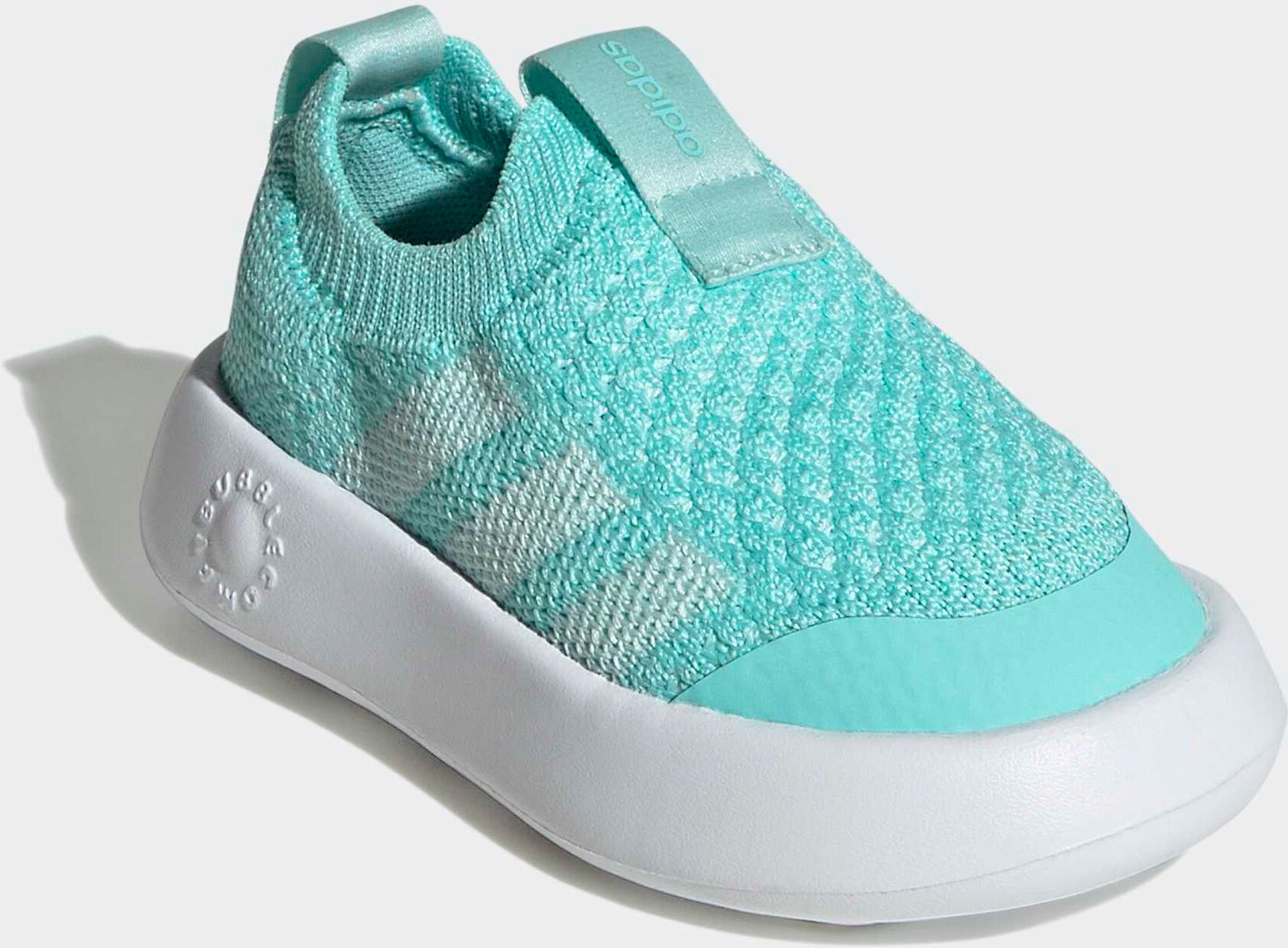 Slip-On Sneaker ADIDAS SPORTSWEAR "BUBBLECOMFY KIDS", Kinder, Gr. 23, grün (flash aqua, semi flash aqua, ftwr weiß), Textil, Schuhe Slip-On Sneaker, für Kinder flash aqua, semi flash aqua, ftwr weiß 23