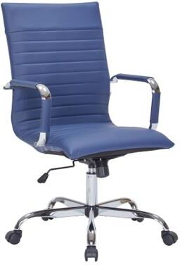 LeisureMod Harris Modern High-Back Leather Executive Office Desk Chair with Stainless Steel Frame, Adjustable Height, Tilt Lock, & Swivel