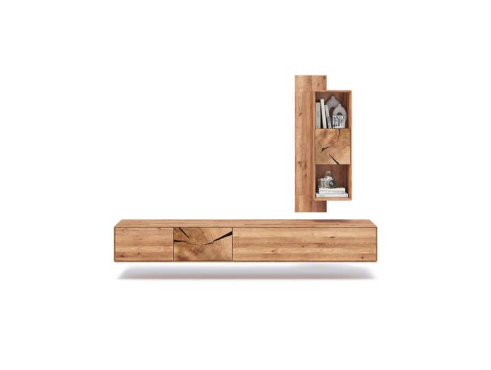 Livetastic Wohnwand, Eiche, Holz, 2-teilig, Wildeiche, massiv, 220x151x40 cm, Wohnzimmer, Wohnwände, Anbauwände