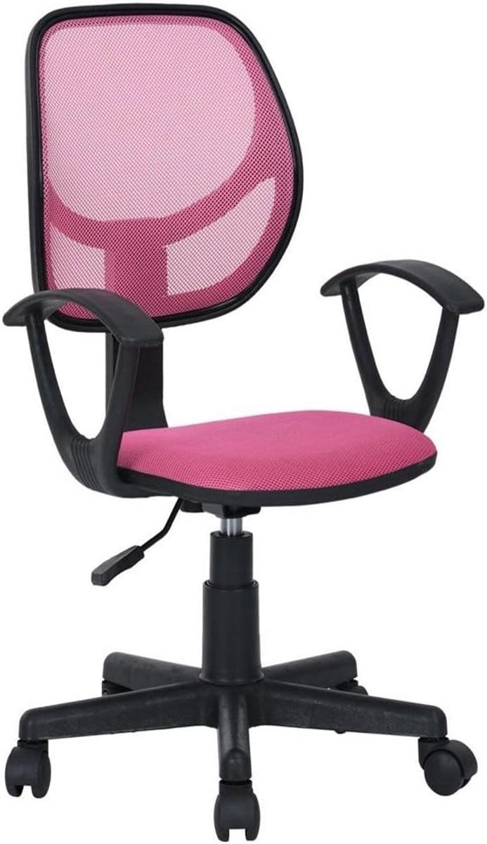 Ergonomische Kinderbureaustoel Roze met Armleuningen en Wielen