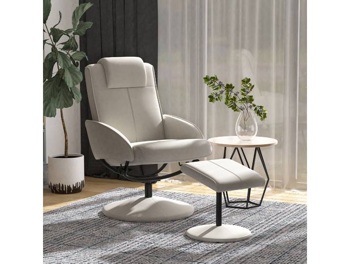 HOMCOM Fauteuil Relax Acier Gris avec Repose-Pieds