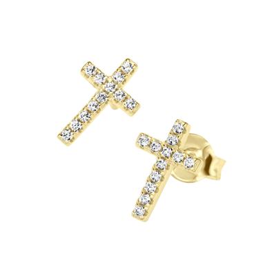 Paar Ohrstecker SMART JEWEL "Kreuz mit Zirkonia, Silber 925", gold, Ohrringe, Damen