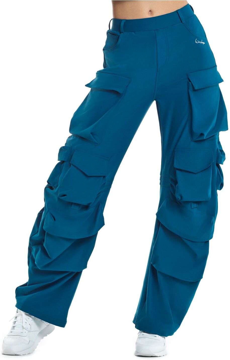 Sporthose WINSHAPE "Functional Comfort Cargo Pants CP101C", Damen, Gr. L, Normalgrößen, grün (teal grün), 85% Polyester, 15% Elasthan, Hosen Sporthose, mit Taschen