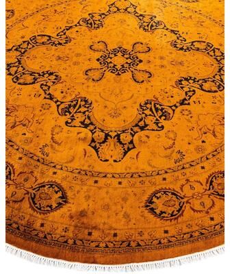 Overton "Fine Vibrance, One-of-a-Kind Hand-Knotted Area Rug - Gold, 7' 1"" x 7' 1"" - 7' 1"" x 7' 1"""