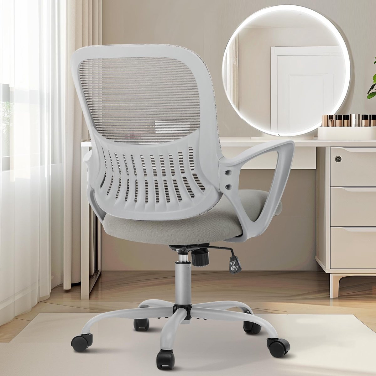 Sweetcrispy Ergonomische Bureaustoel met Armleuningen en Wielen