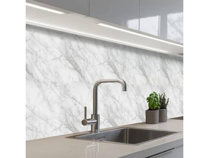 KitchenYeah© Spritzschutz Küchenrückwand Selbstklebend Küche Rückwand 80x400 cm - Küchenwand Wand Küchenfront Verkleidung Küchenspritzschutz Klassisch - Marmor - Grau