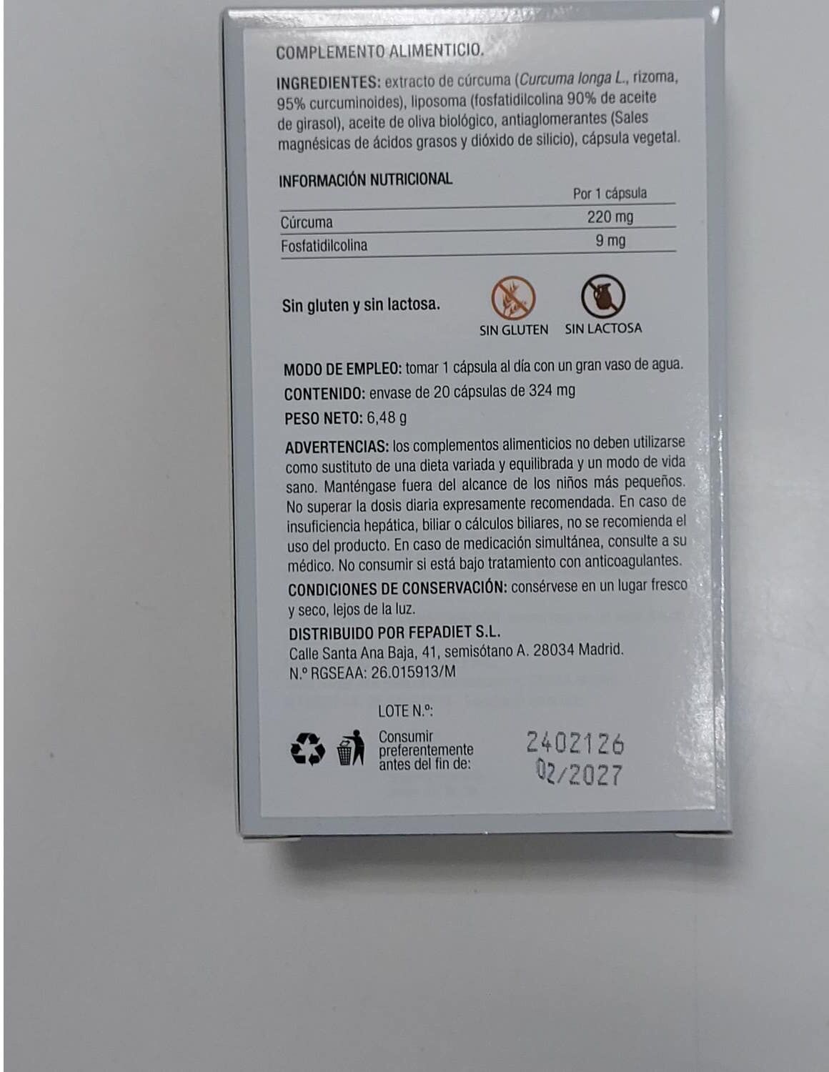 Fepadiet Cúrcuma Liposomada 20caps