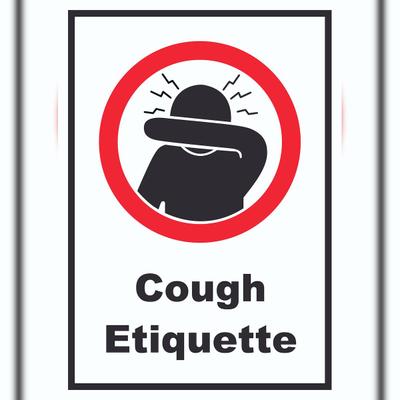 HB-Druck Cough Etiquette Symbol und Text Schild A0 Rückseite selbstklebend