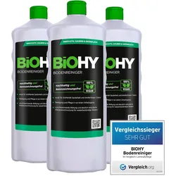 BiOHY Bodenreiniger (3x1l Flasche) | Konzentrat für alle Reinigungsgeräte und alle Hartböden | Angenehmer Geruch und streifenfreie Reinigung