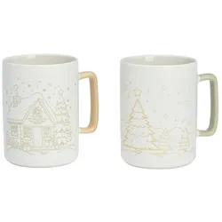 Kaffeebecher Weihnachten 11 cm Porzellan Weiß