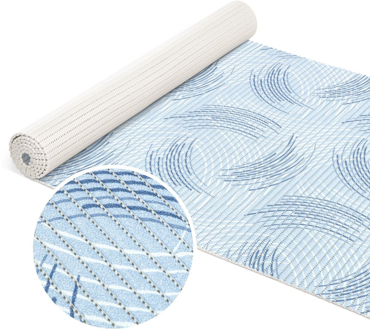 ANRO Badmat Cirkels Blauw 65x140 cm - Antislip - Sneldrogend