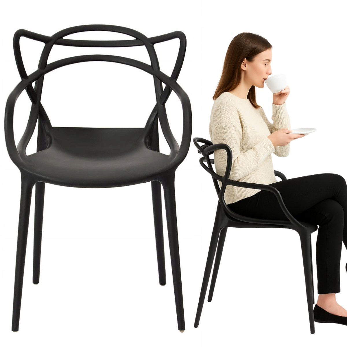 Bankietowo Split Serie Stoel - Azuur Zwart - Moderne Scandinavische Stijl - Kunststof