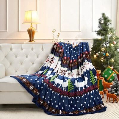 Home Soft Things Serenta Printed Christmas Flannel Fleece Blanket