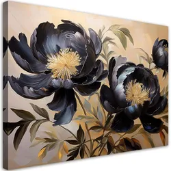 WANDBILD schwarz gemalte pfingstrosenblüte natur