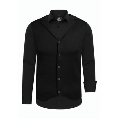 Langarmhemd RUSTY NEAL, Herren, Gr. 4XL, EURO-Größen, schwarz, 60% Baumwolle, 37% Polyester, 3% Elasthan, mehrfarbig, Hemden, inklusive Langarmhemd und Weste