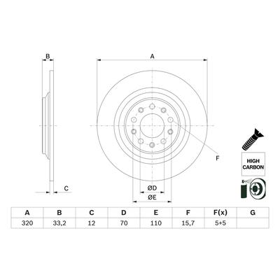 BOSCH Bremsscheibe 0986479g74 voll 320mm 12mm für JEEP