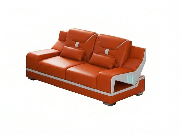 JVmoebel 2-Sitzer Moderner 2-Sitzer Orange LED Luxus Couch Sofa Designer Polstersofa