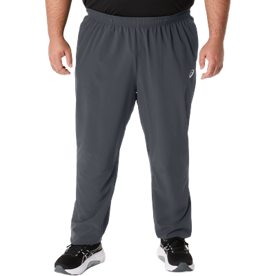 Laufhose ASICS "ASICS CORE WOVEN PANT", Herren, Gr. L, N-Gr, grau (carrier grau), Obermaterial: 87% Polyester, 13% Elasthan, Hosen Laufhose, Schnelltrocknend, Reflektierend, Smartphone-Fach