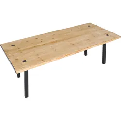 Esstisch HWC-L75, Tisch Esszimmertisch, Industrial Massiv-Holz MVG-zertifiziert 200x90cm, natur