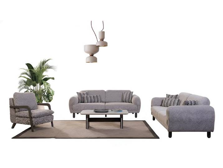 JVmoebel Polstergarnitur Sofa-Set Holzrahmen Glatte Ecken Minimalistische Stil Modernes Design, (4-tlg)