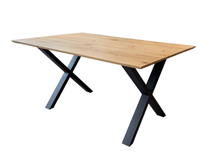 Esstisch 200x100cm 'Konin' Wildeiche massiv & X-Gestell