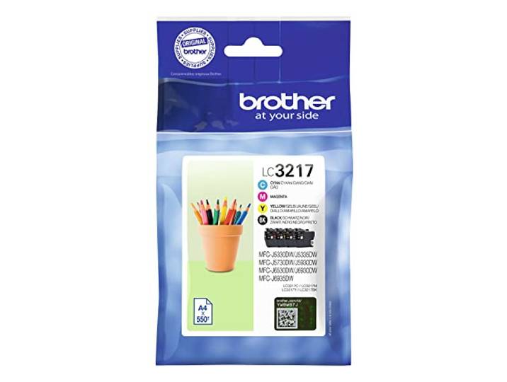 Brother LC3217C/LC3217M/LC3217Y/LC3217BK Lot de cartouches jet d'encre\, rendement standard\, fournitures d'origine Brother cyan/magenta/jaune/noir 1 taille unique Noir/cyan/magenta/jaune.
