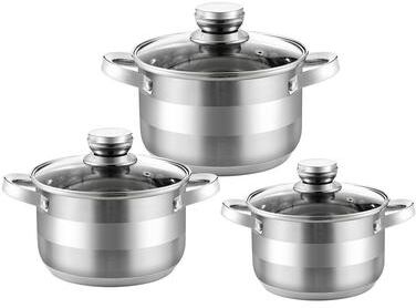 STP Goods Stainless Steel Stock Pot w/ Glass Lid Set of 3 - Set of 3