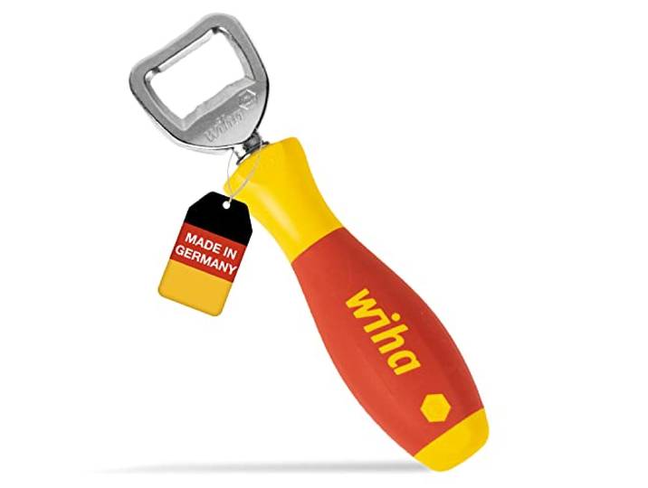 Wiha Flesopener SoftFinish gereedschapsgreep (04703), cadeaus voor mannen, bieropener voor papa, capsuleopener voor werkplaats, pub en keuken, mannencadeau voor Vaderdag