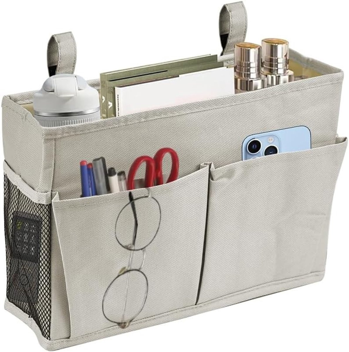 Linnen Hanging Storage Basket voor Bedside Table voor Thuis, Kantoor en Studentenhuis