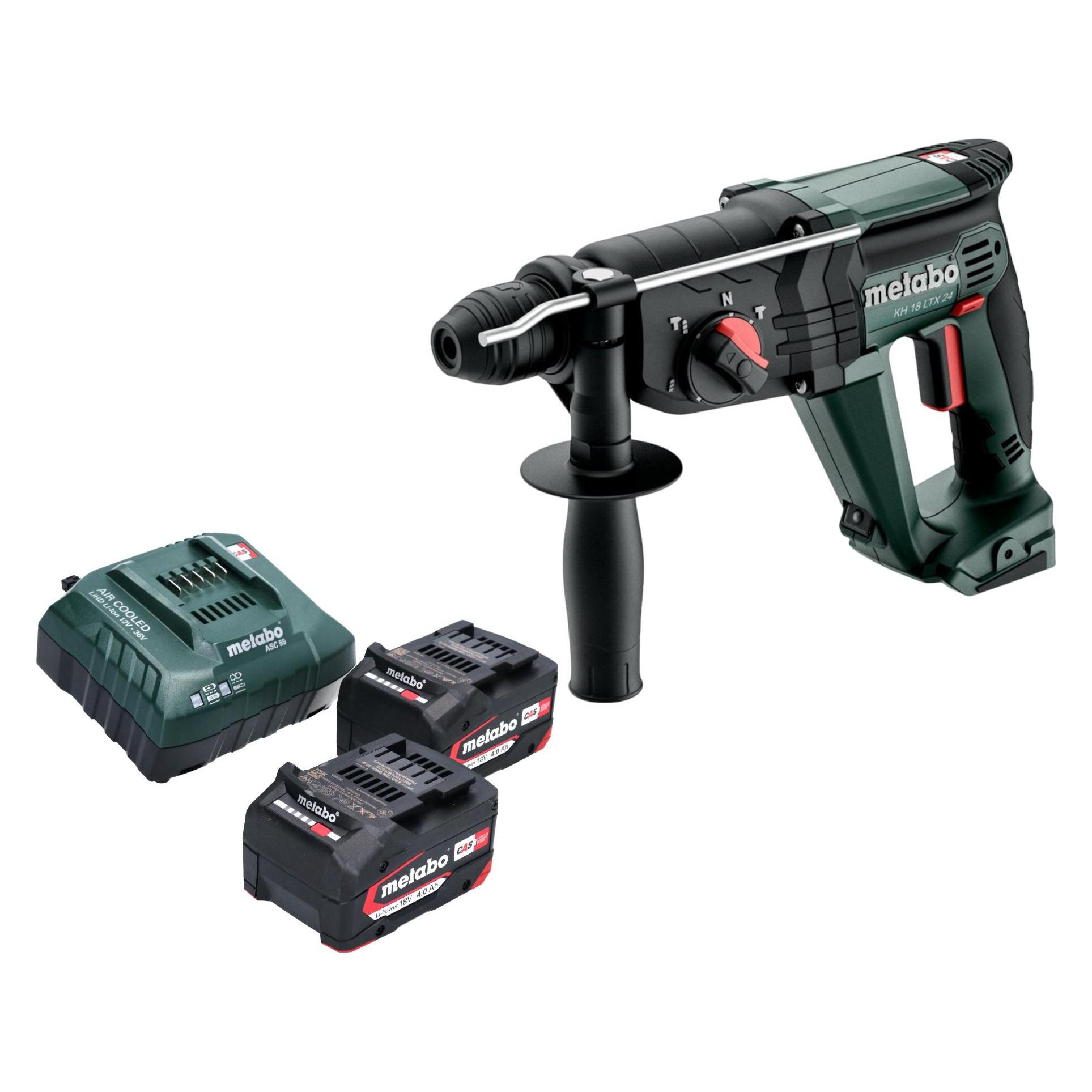 Metabo KH 18 LTX 24 Akku Kombihammer 18 V 2,1 J SDS Plus + 2x Akku 4,0 Ah + Ladegerät (Bohrhammer) (601712850)