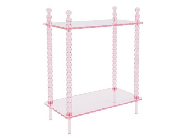 Acryl Beistelltisch 2 Ebenen Belastbar Wohnzimmer Rechteckig Modern, Rosa Acryl-Beistelltisch 2 offene Ebenen je 20kg 10mm Platte 52,5x26,4x65,9cm für Wohnzimmer Büro & Flur
