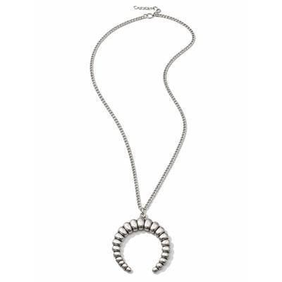 Lange Kette "Croissant", Damen, Gr. onesize, Metall, silber (altsilber), COLLEZIONE ALESSANDRO, Basic, Halsketten, mit großem Sichel Anhänger