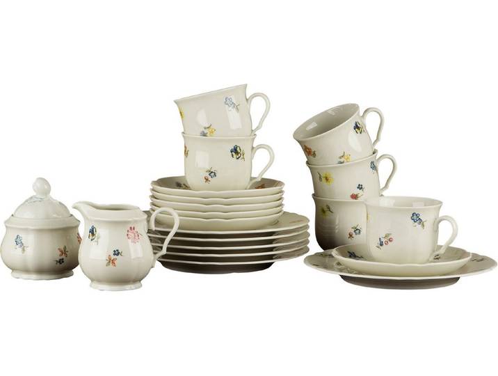 Seltmann Weiden Kaffeeservice Geschirr-Set, Service Marieluise (20-tlg), 6 Personen, Porzellan, Geschirr, Geschirr-Set, Made in Germany, 20 Teile, für 6 Personen