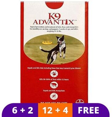 K9 Advantix Large Dogs 21-55 Lbs (Red) 4 Doses