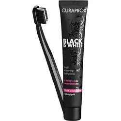 CURAPROX BLACK IS WHITE Kohlezahnpasta & Bürste 1 St