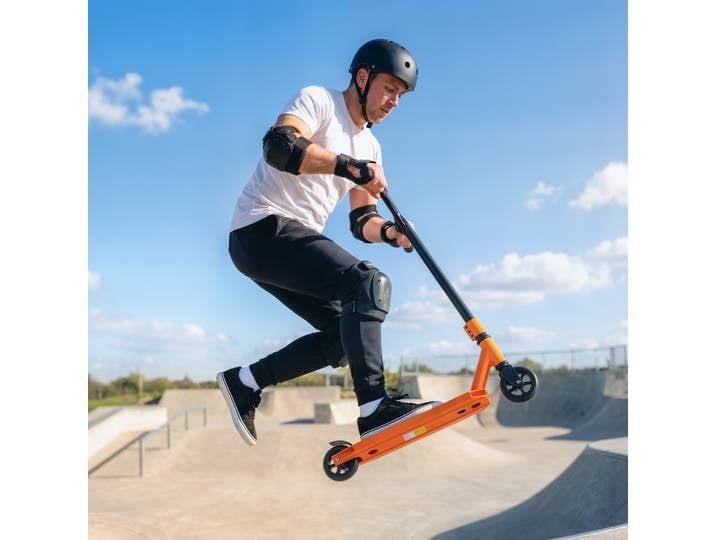 SPORTNOW Stunt Scooter 100mm PU Roues Aluminium Orange Adulte