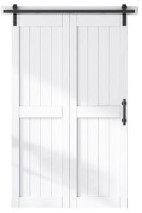 Sanding 24in./28in./30in./36in./44in./48in.x 84in. MDF Bi-Fold Barn Door with Hardware Kit ,Covered with Water-Proof PVC Surface