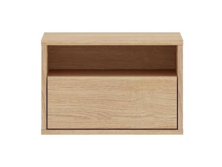 Selsey Nachttisch 45 x 33 x 30 cm mit Schublade und Nische Eiche Vollauszug-Schienen, Wandmontage, Griffloses Design