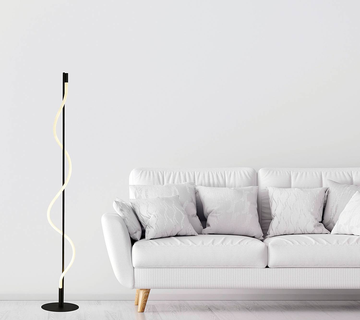 Searchlight Serpent Vloerlamp zwart met LED-module B/D/H: 23 x 23 x 141 cm