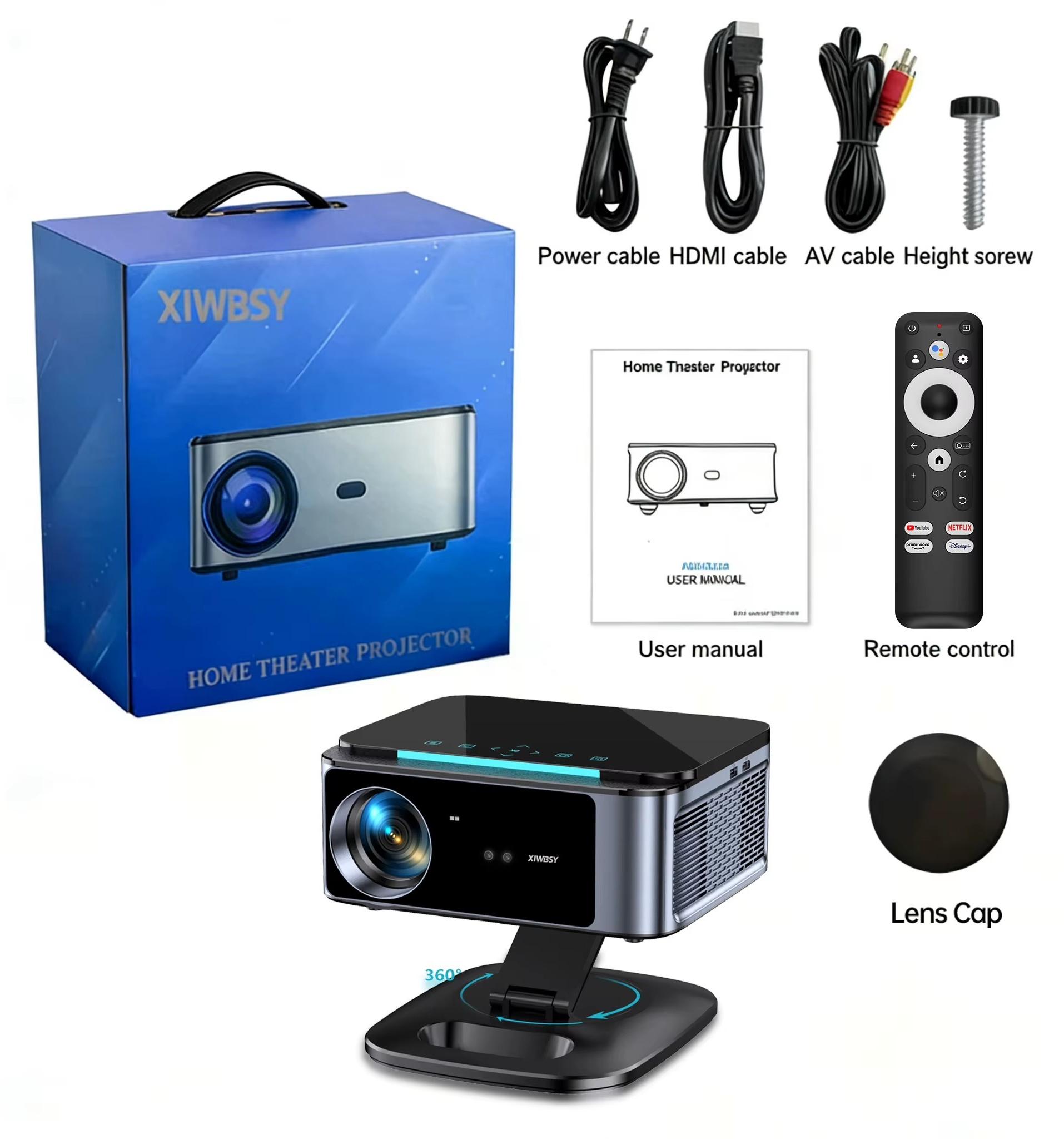 Projektor - T07Plus LCD-Projektor - 3200 ANSI-Lumen - Full HD 1080p - Android - LED-Lichtquelle - Automatische Trapezkorrektur - Bildgröße 102-762 cm