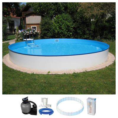 Rundpool KWAD "PALMA inkl. Dämmung Protector zum Teileinbau", weiß, H:120cm Ø:500cm, Schwimmbecken, Rundpool, 5-tlg., mit Foliensack 0,6mm