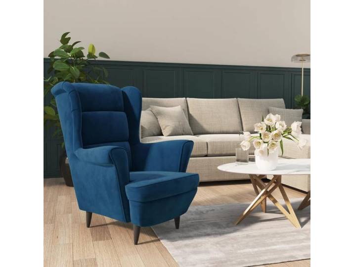 Fauteuil bleu velours 324058