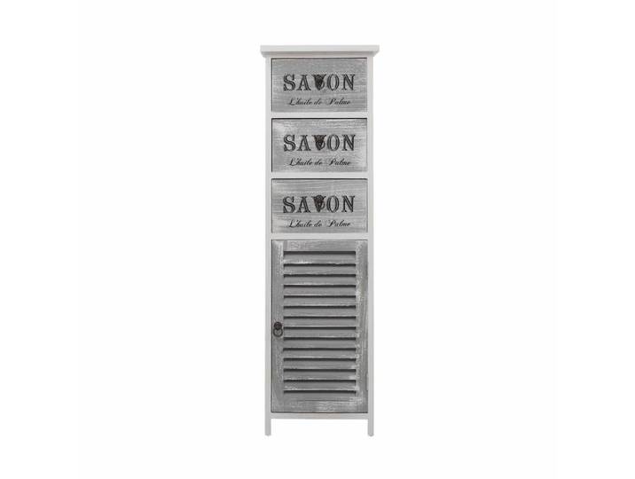 Cabinet de rangement avec 3 tiroirs en bois blanc et gris
