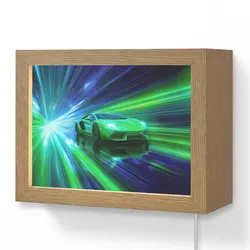 WANDLEUCHTE Geschwindigkeit - Leicht - Sportwagen - Grün Wandlampe 20x15 cm Wandlampe
