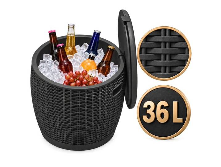 Glacière à Boissons Laguna Glacière 36 L avec Fonction Assise et Table d'Appoint Noir