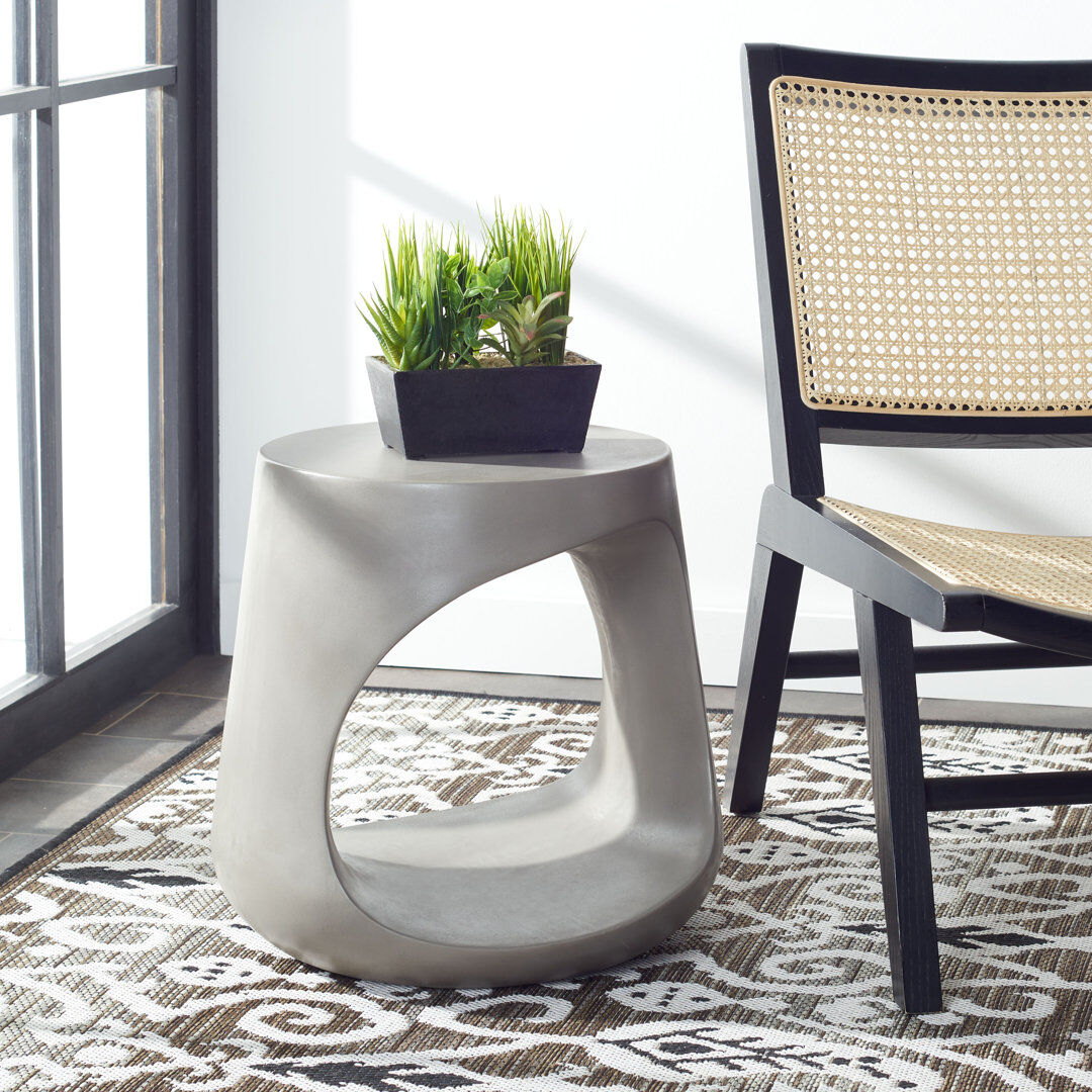 Metro Chade Outdoor Concrete Accent Stool Grey 45cm H X 45cm W X 17.72cm D