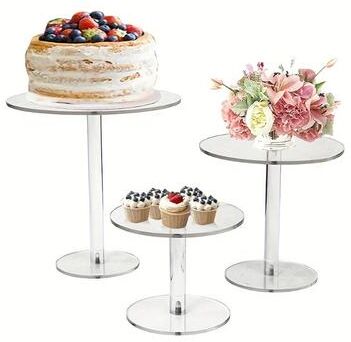 Smart Shopping Spot Elegant Transparent Acrylic Round Cake Stand For Desserts, Cupcakes, And Pastry Displays Perfect For Weddings, Events, a
